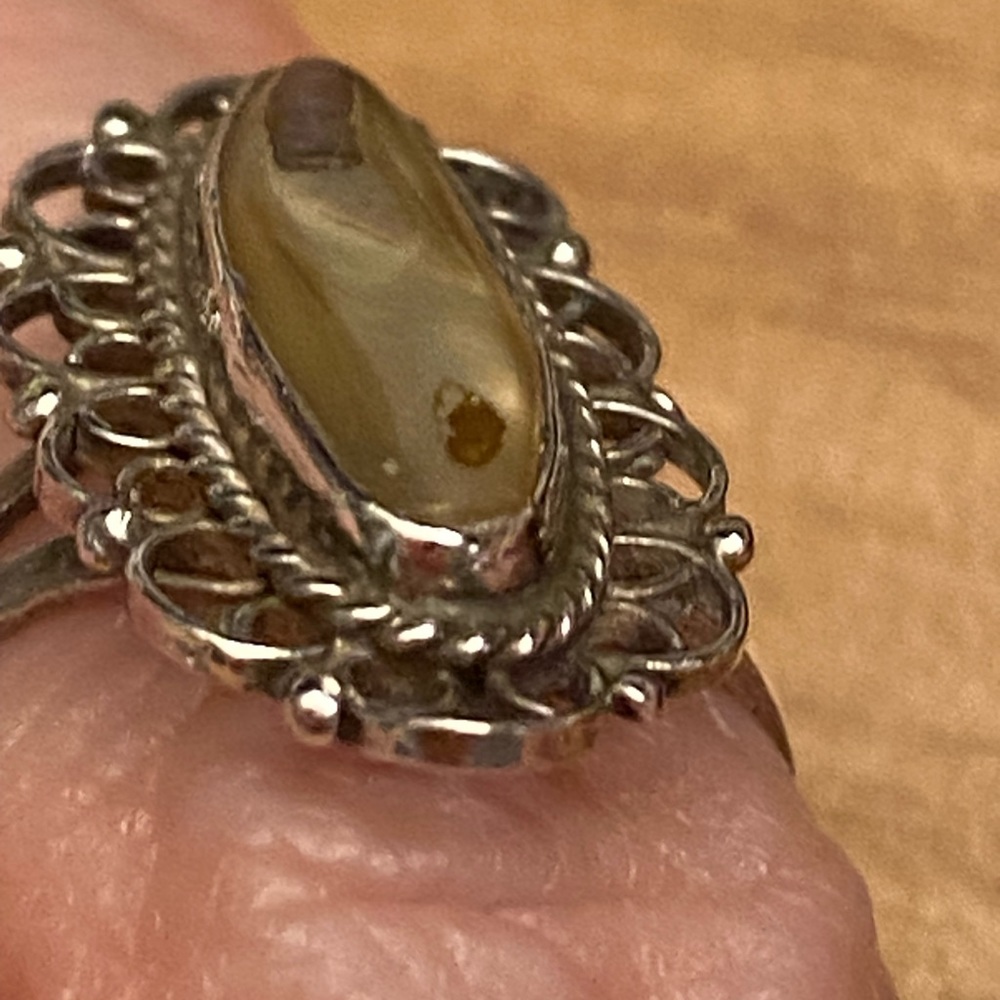 Beautiful vintage mother of pearl sterling silver ring - Picture 2 of 6